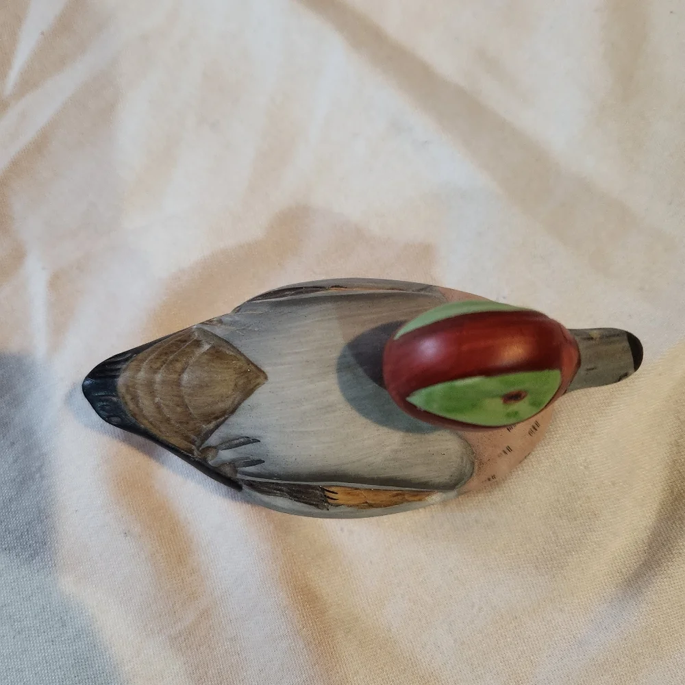 Hand Painted Duck Wooden Scrubber Brush Vintage Style